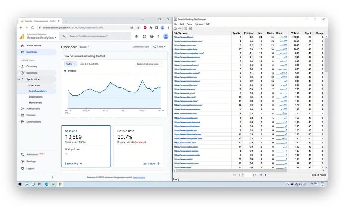 Сырые данные: интерфейс Annarca Analytics и таблица позиций